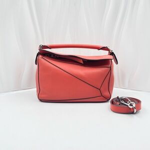 LOEWE Medium Puzzle Bag Orange Grained Calfskin